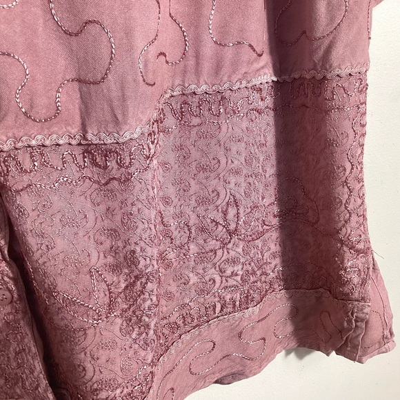 Y2K Vintage Embroidered Rayon Asymmetric Top 2X - Picture 7 of 15